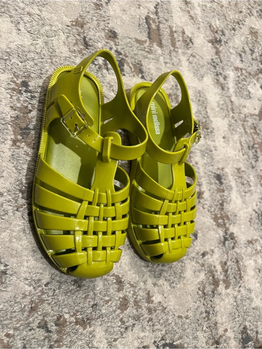 Mini Melissa Pea Green Jelly Woven Sandals; size 13